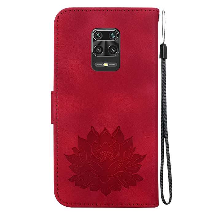 For Xiaomi Redmi Note 9 Pro / Note 9S Lotus Embossed Leather Phone Case(Red)