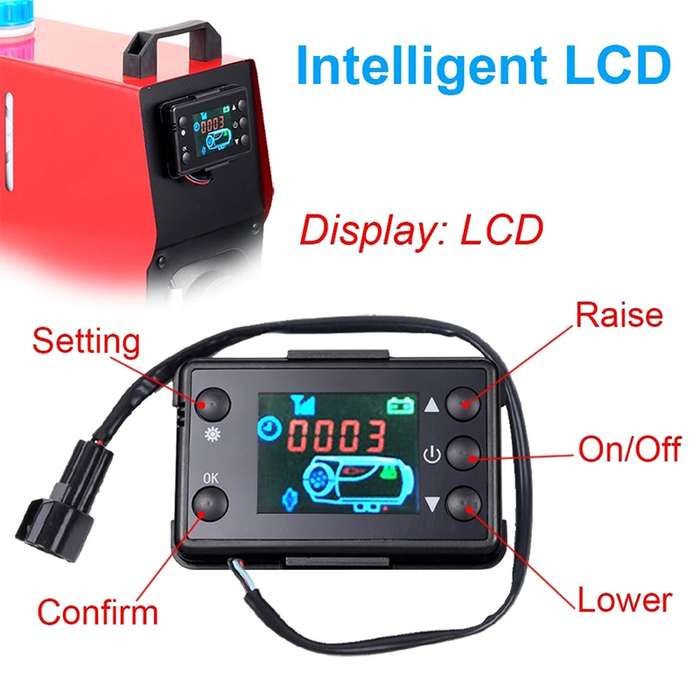 Car 12V / 24V Parking Heater LCD Monitor Switch with Remote Controller(Black)