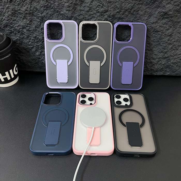For iPhone 11 Pro Max Acrylic + TPU MagSafe Holder Phone Case(Dark Blue)