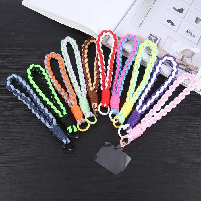 Universal Phone Anti-lost Braided Short Lanyard(Dark Blue + Light Blue)