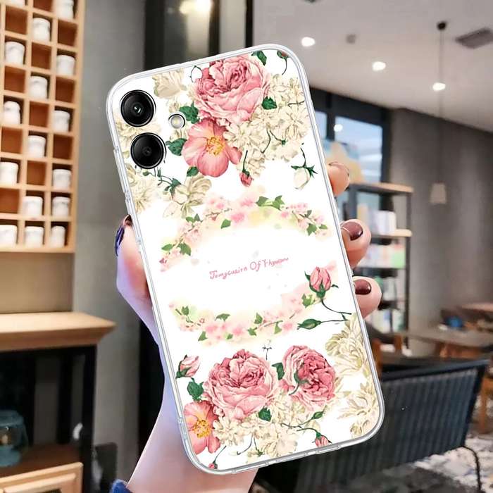 For Samsung Galaxy A05 Colored Drawing Pattern Transparent TPU Phone Case(Rose)