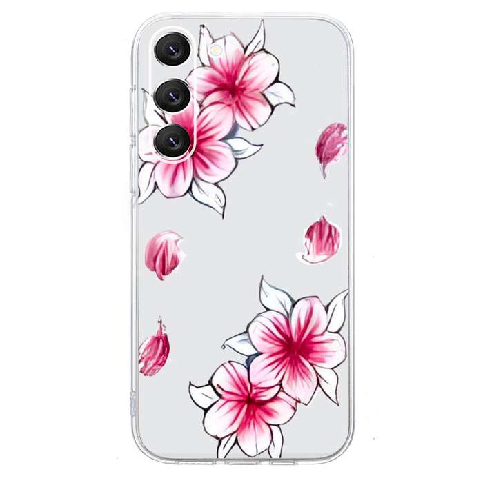 For Samsung Galaxy S23 5G Colored Drawing Pattern Transparent TPU Phone Case(Sakura)