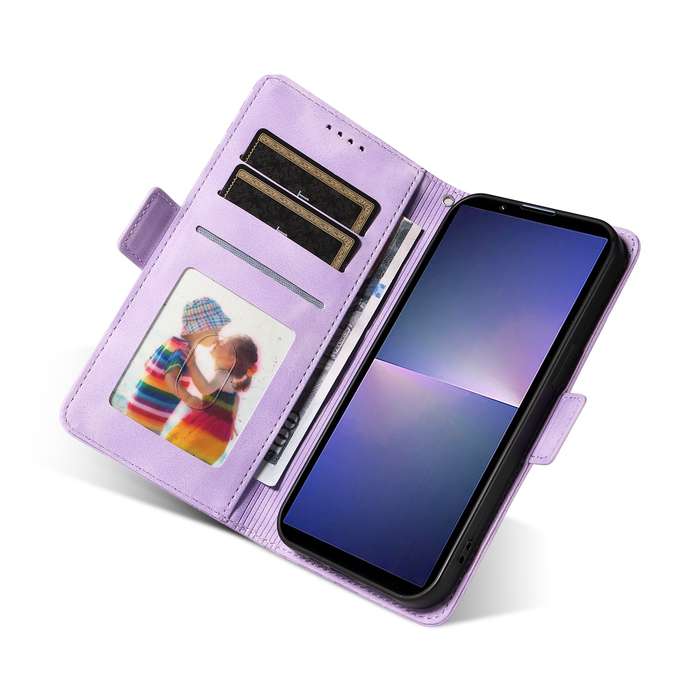 For Sony Xperia 5 VI Embossed Rhombus Starry Leather Phone Case(Purple)