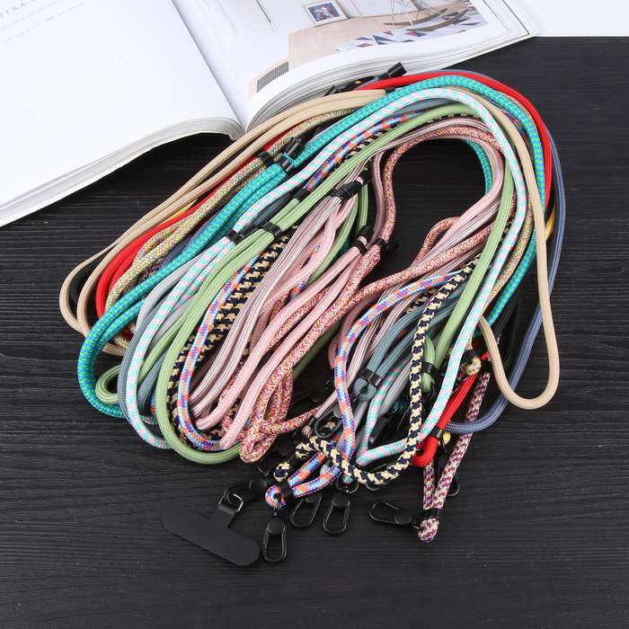 6mm Black Buckle Adjustable Mobile Phone Anti-lost Long Lanyard(Gold Rainbow)