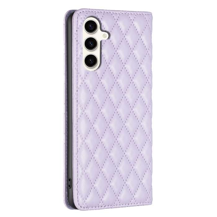 For Samsung Galaxy S24 FE 5G Diamond Lattice Magnetic Leather Flip Phone Case(Purple)