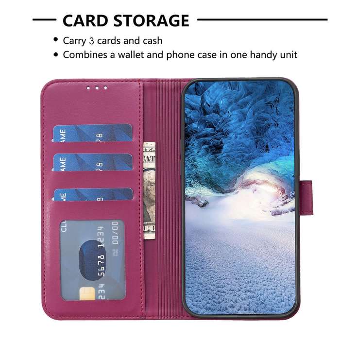 For Samsung Galaxy S24 FE 5G Four-leaf Embossed Leather Phone Case(Rose Red)