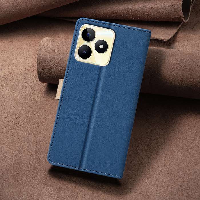 For Realme C53 Color Matching RFID Anti-theft Leather Phone Case(Blue)