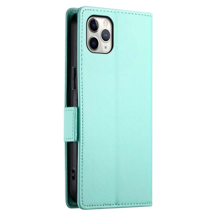 For iPhone 11 Pro Max Side Buckle Magnetic Frosted Leather Phone Case(Mint Green)