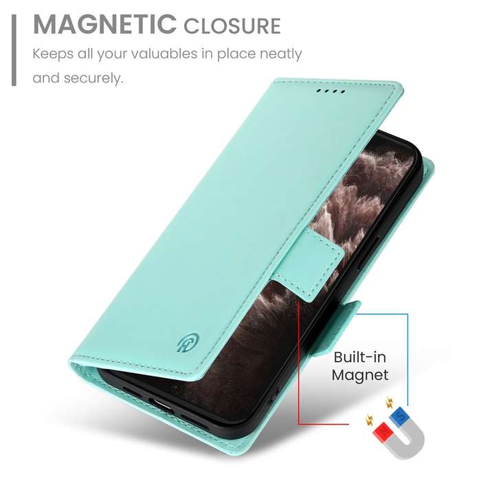 For iPhone 11 Pro Max Side Buckle Magnetic Frosted Leather Phone Case(Mint Green)