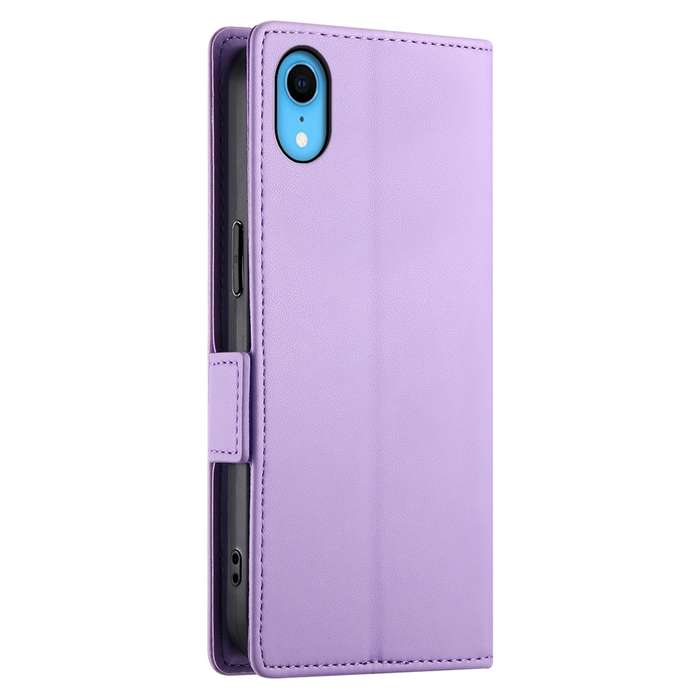 For iPhone XR Side Buckle Magnetic Frosted Leather Phone Case(Purple)