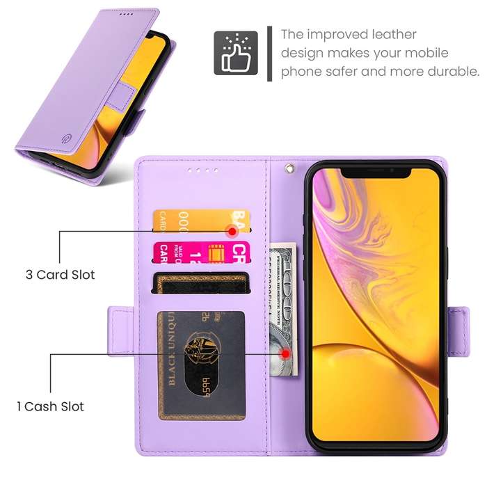 For iPhone XR Side Buckle Magnetic Frosted Leather Phone Case(Purple)