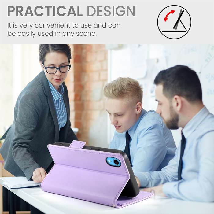 For iPhone XR Side Buckle Magnetic Frosted Leather Phone Case(Purple)