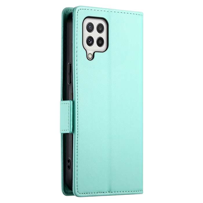 For Samsung Galaxy A22 4G Side Buckle Magnetic Frosted Leather Phone Case(Mint Green)