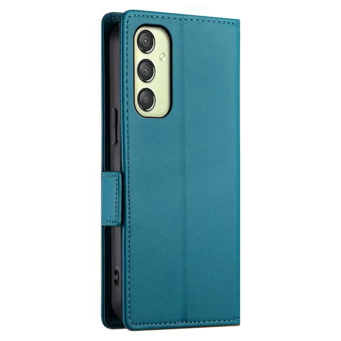 For Samsung Galaxy A25 5G Global Side Buckle Magnetic Frosted Leather Phone Case(Blue)