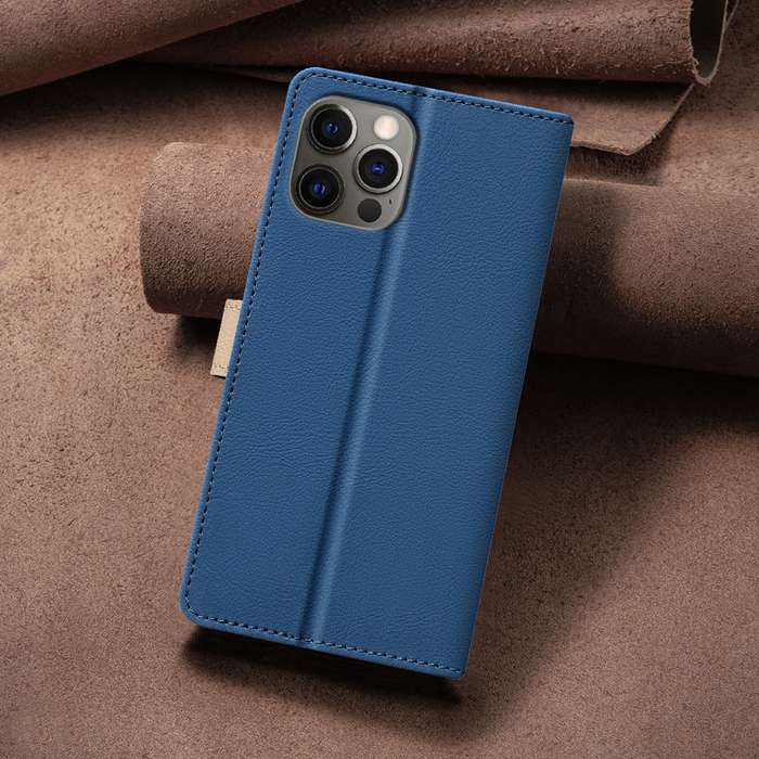 For iPhone 13 Pro Color Matching RFID Anti-theft Leather Phone Case(Blue)