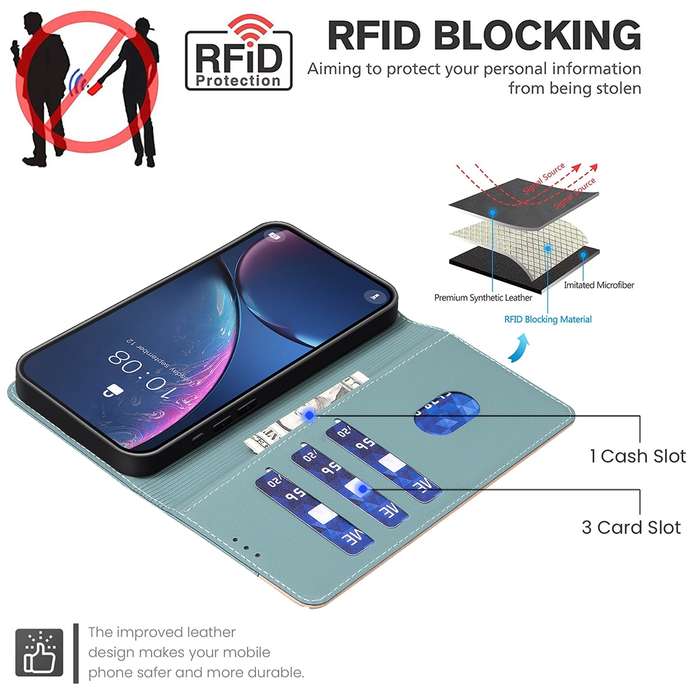 For Xiaomi Redmi Note 13 4G Global Color Matching RFID Anti-theft Leather Phone Case(Green)