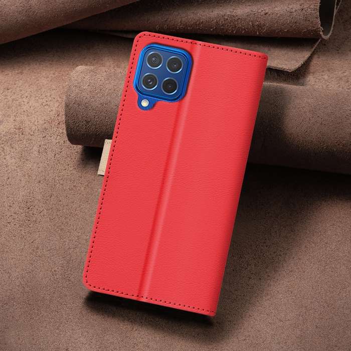 For Samsung Galaxy A22 4G Color Matching RFID Anti-theft Leather Phone Case(Red)