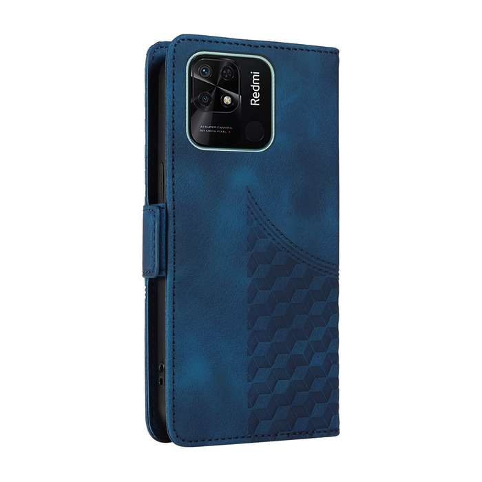 For Redmi 10C / 10 India Embossed Rhombus Starry Leather Phone Case(Blue)