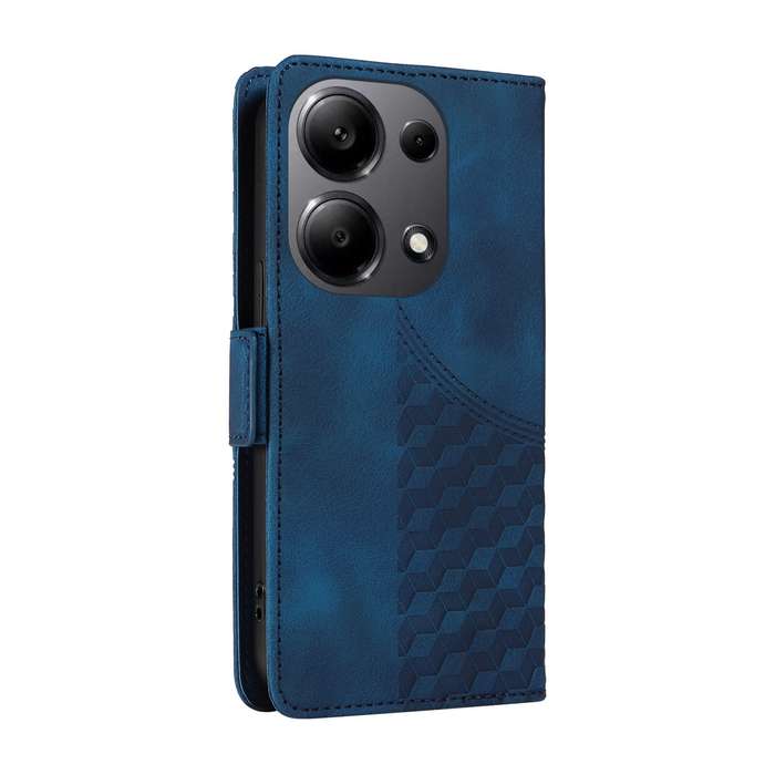 For Xiaomi Poco M6 Pro 4G Embossed Rhombus Starry Leather Phone Case(Blue)