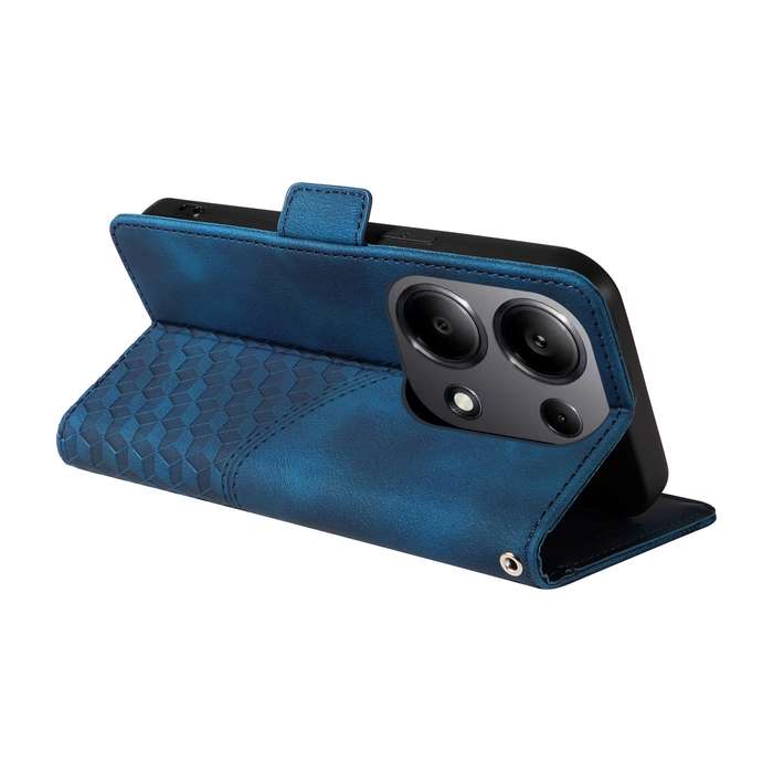 For Xiaomi Poco M6 Pro 4G Embossed Rhombus Starry Leather Phone Case(Blue)