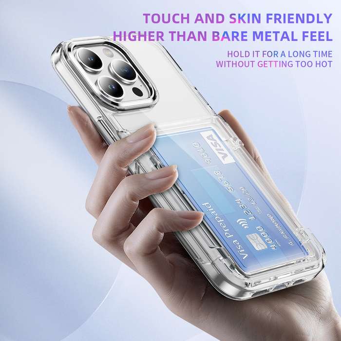 For iPhone 13 Pro Card Holder Acrylic Hybrid TPU Phone Case(Transparent)