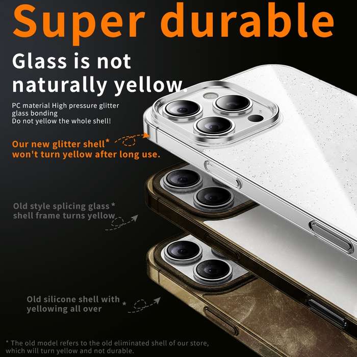 For iPhone 13 Pro Electroplated PC Hybrid Glitter Glass Phone Case(Black)