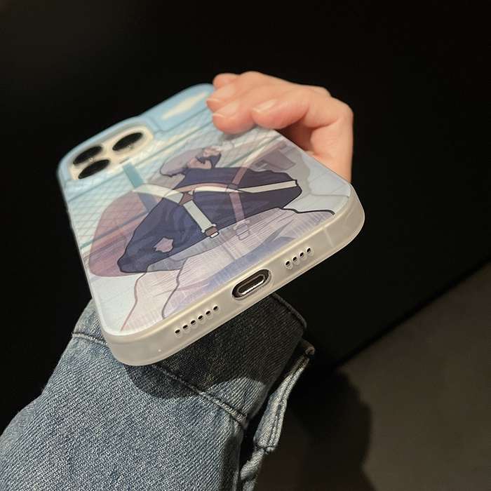 For iPhone 13 Pro Max Cartoon 3D Changing Painting Phone Case(Blue)