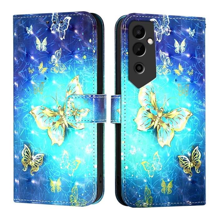 For Tecno Pova Neo 2 3D Painting Horizontal Flip Leather Phone Case(Golden Butterfly)