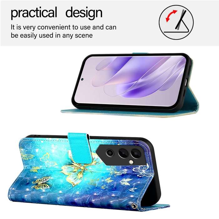 For Tecno Pova Neo 2 3D Painting Horizontal Flip Leather Phone Case(Golden Butterfly)