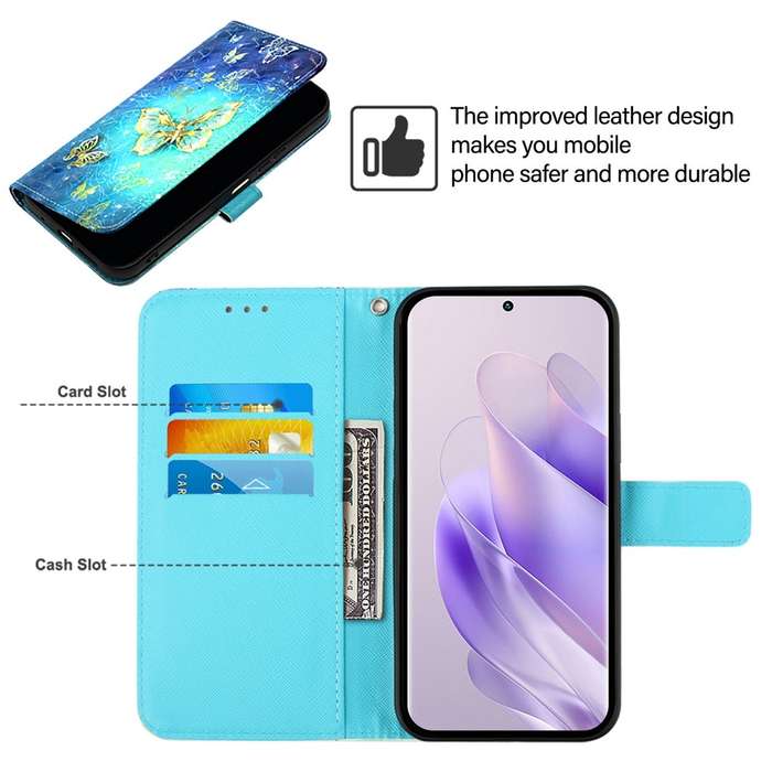 For Tecno Pova Neo 2 3D Painting Horizontal Flip Leather Phone Case(Golden Butterfly)
