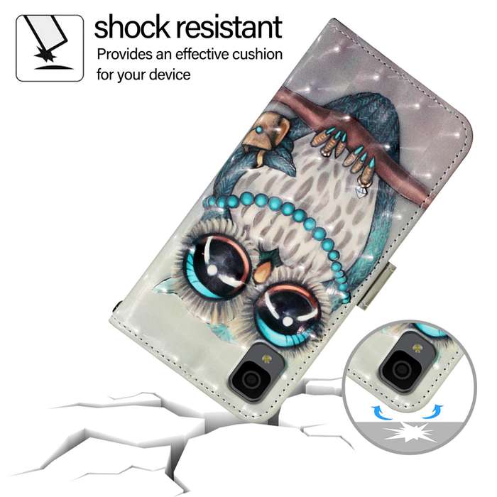 For TCL 30 Z T602DL 3D Painting Horizontal Flip Leather Phone Case(Grey Owl)