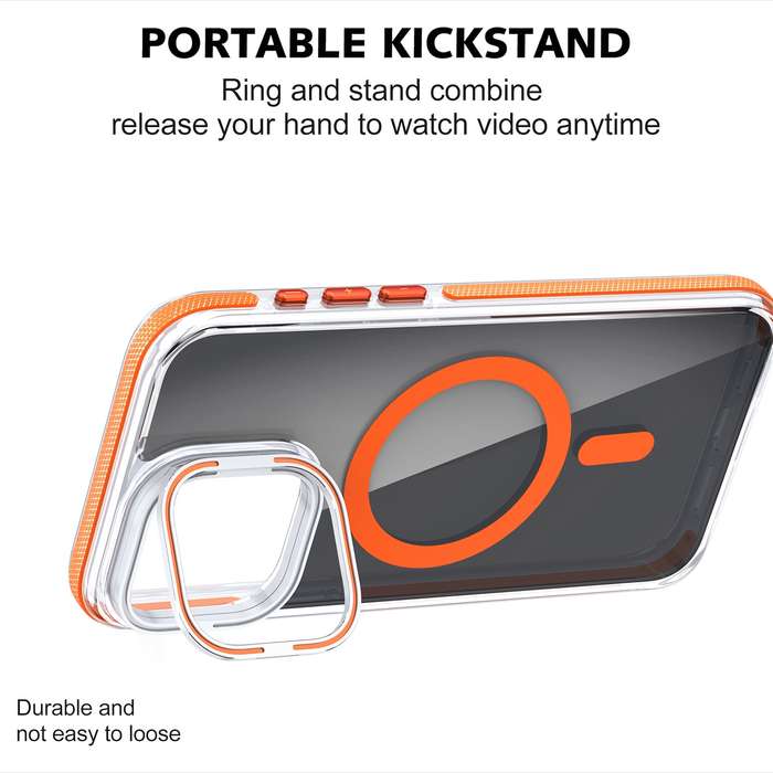 For iPhone 15 Pro Magsafe Dual-Color Transparent Black Lens Holder Phone Case(Black)
