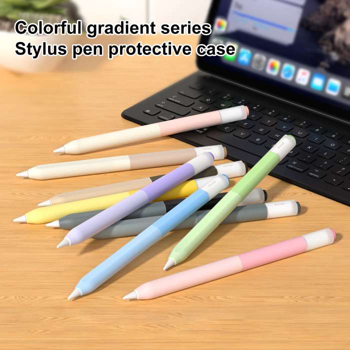 For Apple Pencil USB-C Gradient Silicone Stylus Protective Case(Milk Tea Pink)