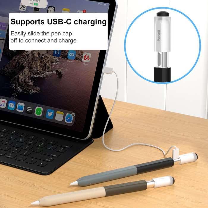 For Apple Pencil USB-C Gradient Silicone Stylus Protective Case(Milk Tea Pink)