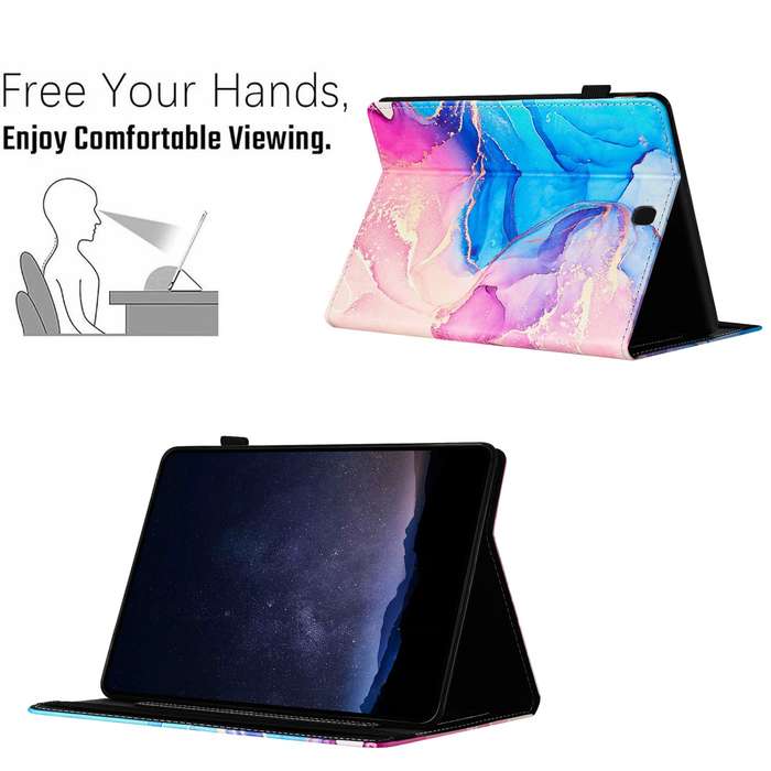 For Samsung Galaxy Tab A 8.0 T350 Marble Litchi Leather Smart Tablet Case(Pink Blue)
