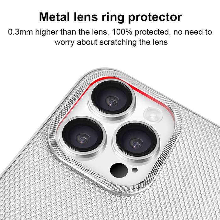 For iPhone 15 Pro Max Ice Silk Mesh Breathable Cooling Phone Case(Grey)