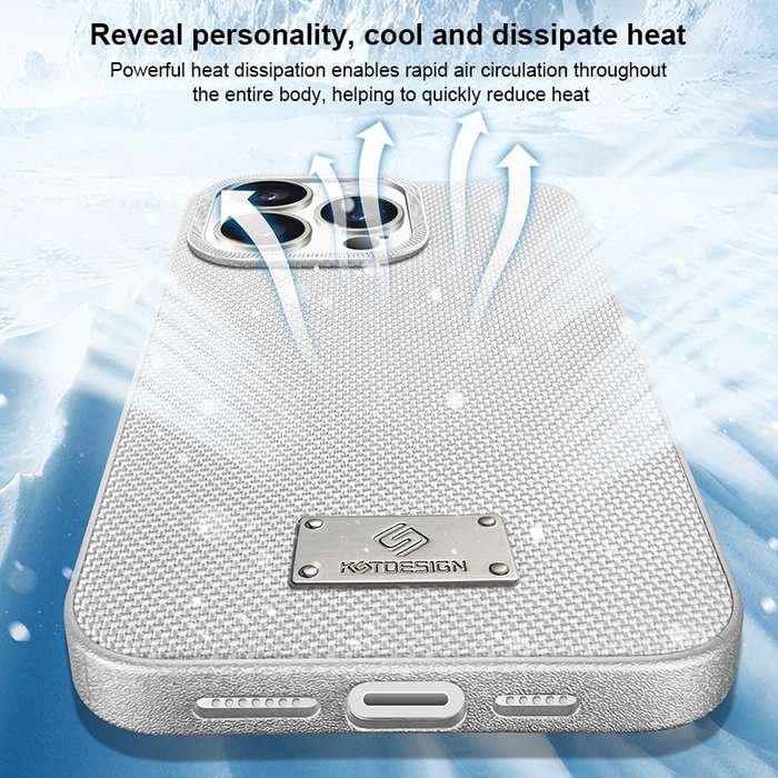 For iPhone 15 Pro Max Ice Silk Mesh Breathable Cooling Phone Case(Grey)