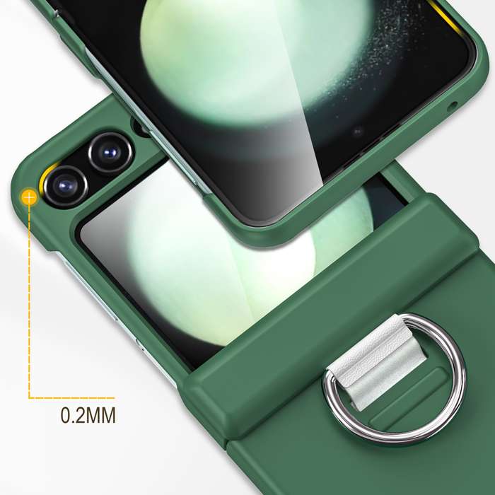 For Samsung Galaxy Z Flip5 5G TPU+PC Folding Center Shaft Phone Case with Ring(Dark Green)