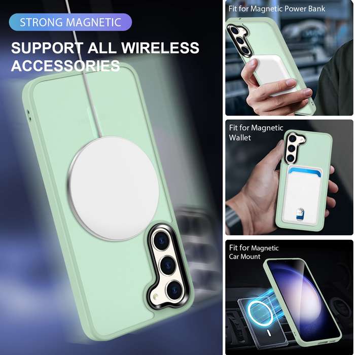 For Samsung Galaxy S23+ 5G MagSafe Magnetic Skin Feel Frosted Phone Case(Light Green)