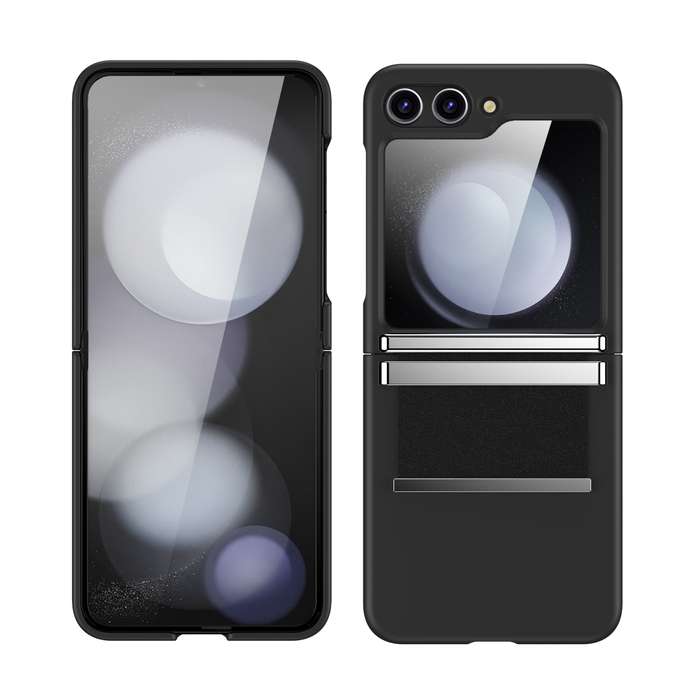 For Samsung Galaxy Z Flip6 5G Hardware Foldable Leather Shockproof Phone Case(Dark Blue Silver)