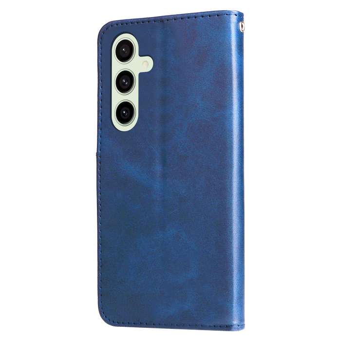 For Samsung Galaxy S24 FE 5G Fashion Calf Texture Zipper Leather Phone Case(Blue)