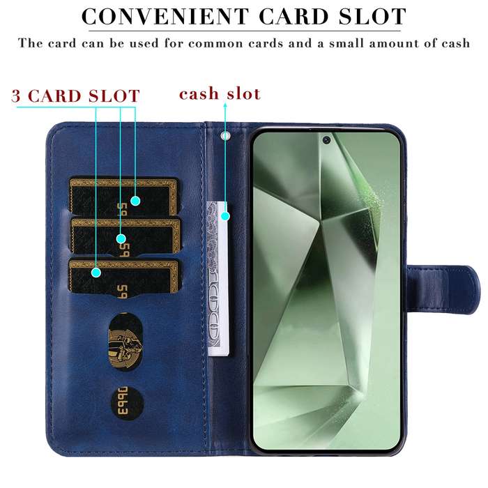 For Samsung Galaxy S24 FE 5G Fashion Calf Texture Zipper Leather Phone Case(Blue)