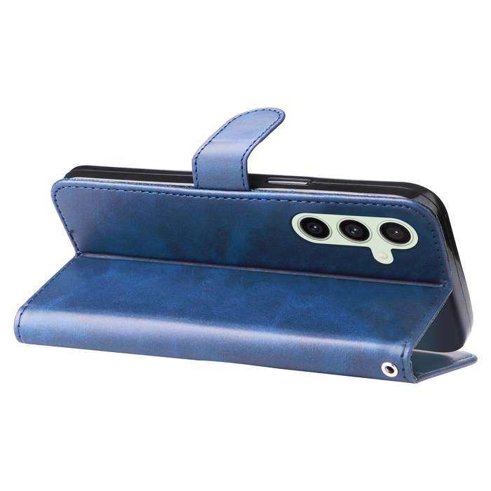 For Samsung Galaxy S24 FE 5G Fashion Calf Texture Zipper Leather Phone Case(Blue)