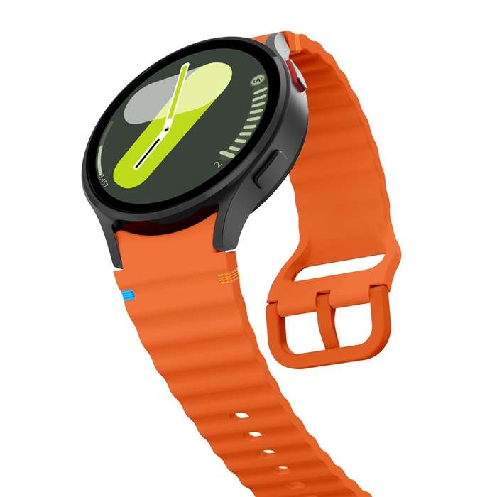 For Samsung Galaxy Watch FE 40mm Wave Pattern Stitched Silicone Watch Band(Orange)