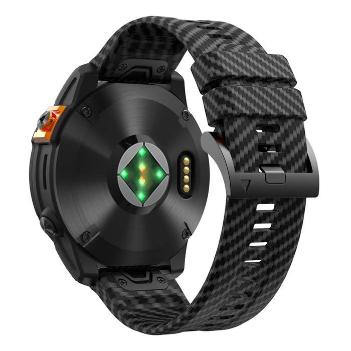 22mm Two Color Carbon Fiber Pattern Silicone Watch Band(Black)