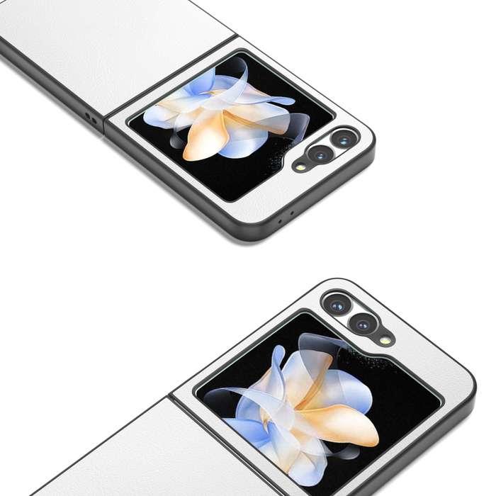 For Samsung Galaxy Z Flip6 PU Leather Black Frame Full Coverage Phone Case(White)