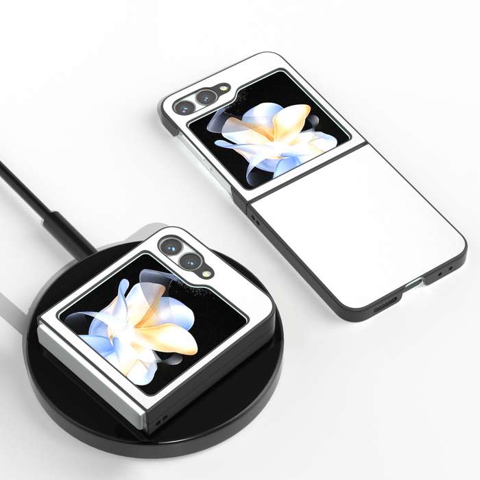 For Samsung Galaxy Z Flip6 PU Leather Black Frame Full Coverage Phone Case(White)