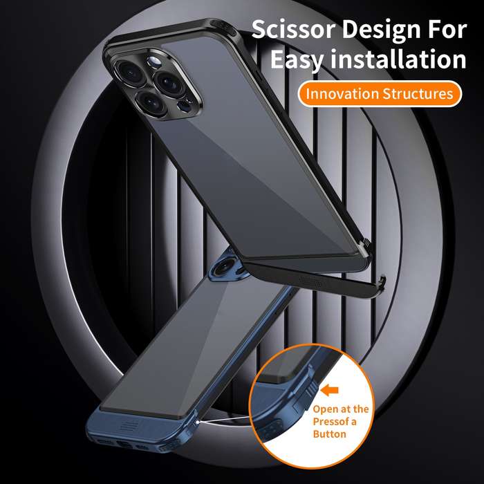 For iPhone 14 Pro Max Metal Scissor Holder Translucent Aroma Phone Case(Silver)