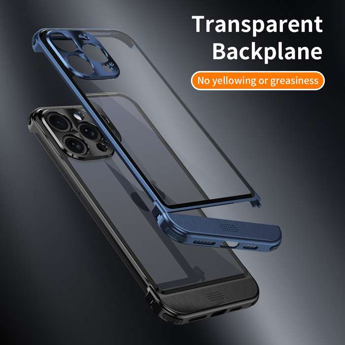 For iPhone 14 Pro Max Metal Scissor Holder Translucent Aroma Phone Case(Silver)