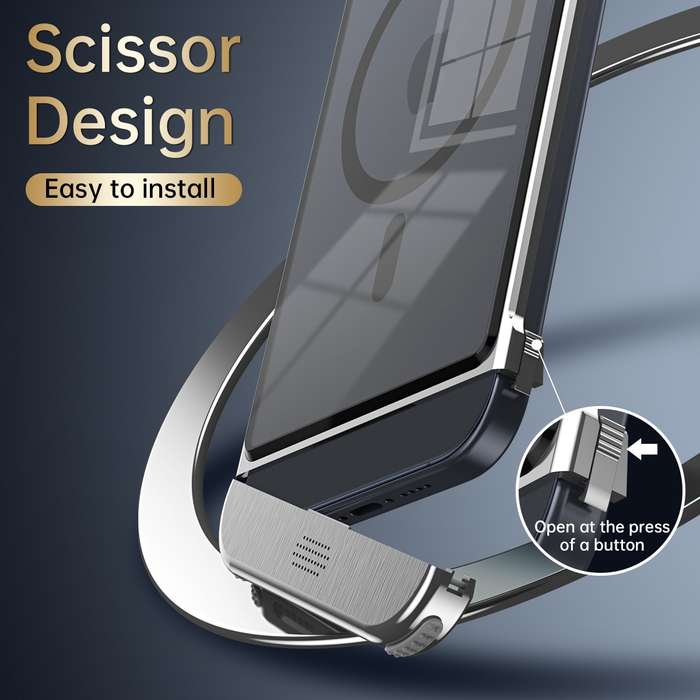 For iPhone 13 Pro Metal Scissor Design Aroma MagSafe Phone Case(Black)